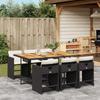 Vidaxl 7-Cz. Garden Furniture Set With Cushions, Black, Poly Rattan