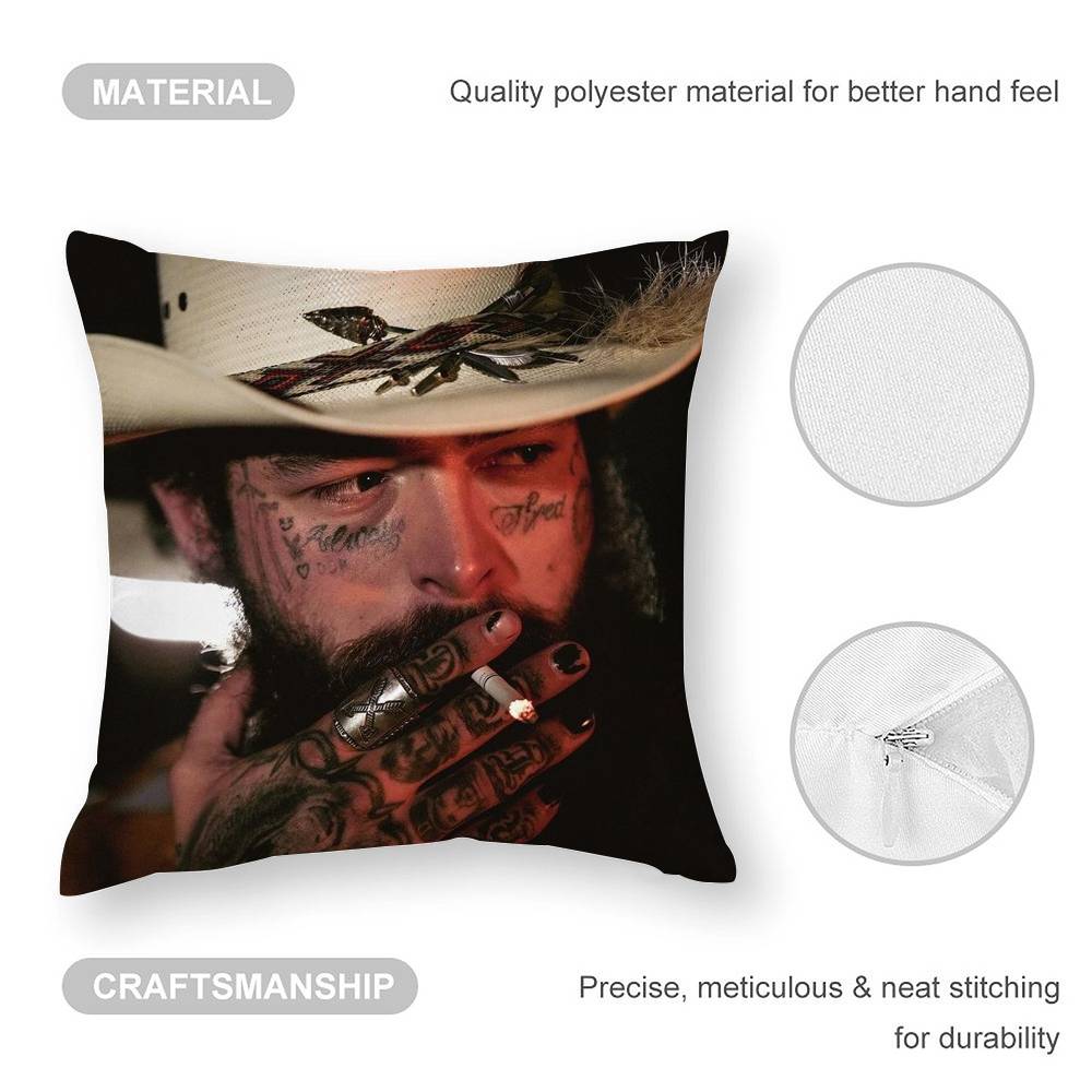 P-Post M-Malone Pillow Case Sofa Living Room Bedroom Double-Sided Printing Square Cushion Nap Time Pillow Case