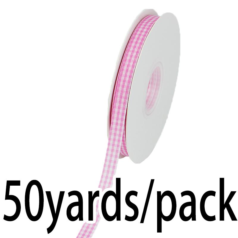 (50 Yards/roll) Width 1Cm Grid Ribbon Diy Gift Decoration Belt Hairclip Bow Design Diy
