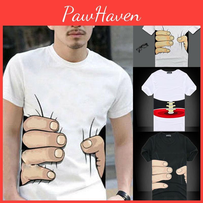 New Men's Fashion 3d Printed T-shirt With Funny Big Hand Short Sleeve Tee**
