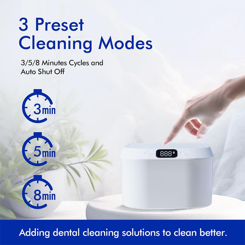 46kHz Ultrasonic Retainer Cleaner Professional Denture Cleaner Machine Portable Dental Washer Bath