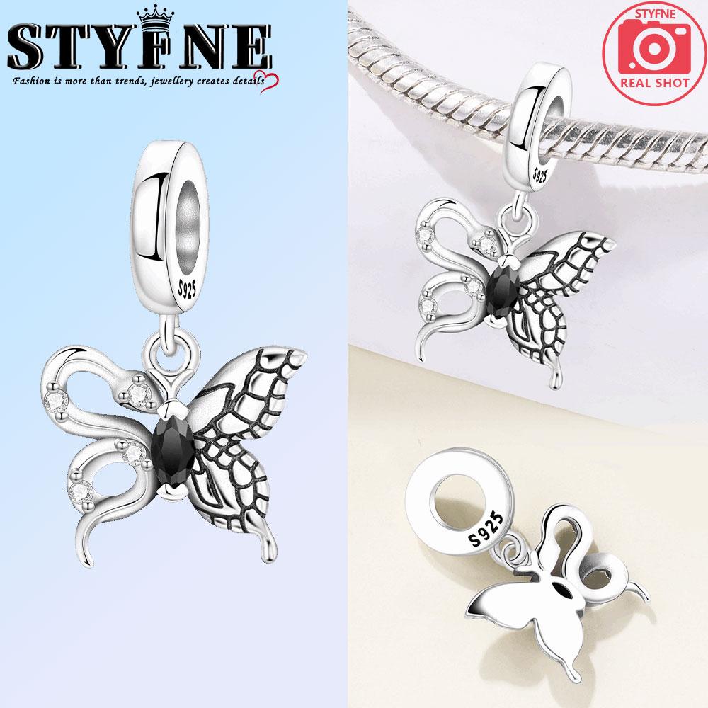 Copper Blue Butterfly Fluorescent Firefly Dragonfly Charms Beads Pendant For Original Bracelet Woman Girl Jewelry