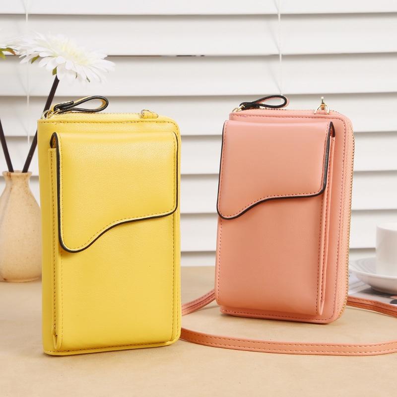 IELGY Модная корейская женская длинная однотонная сумка-мессенджер для мобильного — фото 9