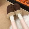 Winter Two Wear Slippers Scrub Fleece Round Toe Deep Mouth Plush Platform Warm Cotton Shoes