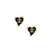 Metall Schwarzes Herz Doppeltes C Ohrringe Große Damenohrringe Gold AB8033-B07838-NH376