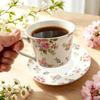 300ML French Ceramic Small Floral Coffee Mug Saucer Exquisite Afternoon Tea Flower Tea Cup Vintage Latte Cup Home Breakfast Mug