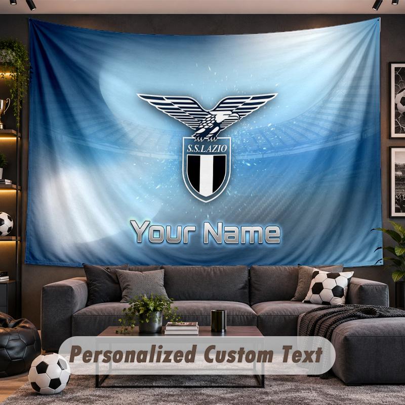 Lazio FC Personalized Tapestry Support Custom Name, Wall Art Home Decoration