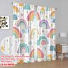 2D Flat Printing 2pcs Curtain Cute Rainbow Cloud Stars Digital Printed Polyester Drapes Holiday Decorations Perfect for Holiday