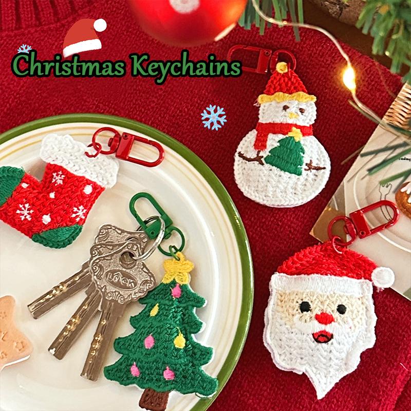 1PC Christmas Shape Keychain Mobile Phones Key Accessories Friends Gifts Keyholders Party Santa Claus Snowman Xmas 6 Styles