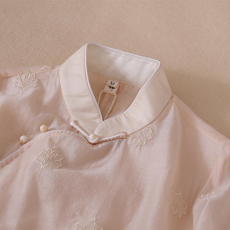 Summer Double-Layer Zen Tea Ceremony Women's Floral A-line Dress
