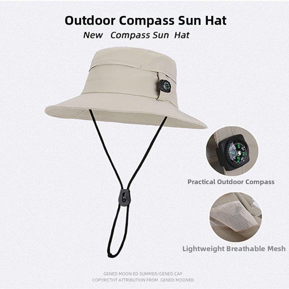 New Sunshade Bucket Hat Quick-Drying Anti Uv Fishing Hats With Compass Waterproof Sun Cap Unisex