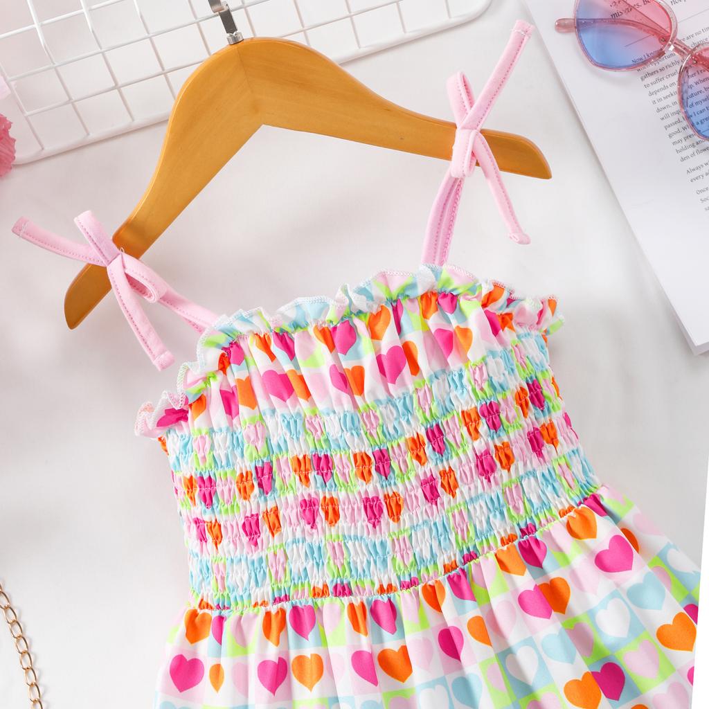 Girls Fashion Love Strap Dress Spring Summer Children's Casual Dress