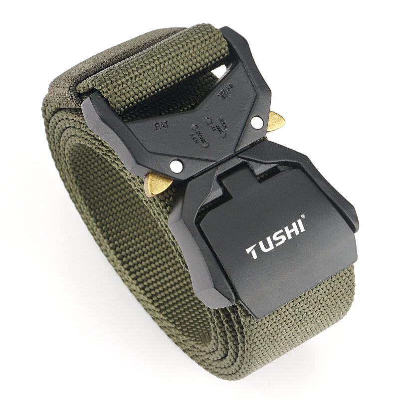 New Double Quick-release Aluminum Alloy Buckle Nylon Belt, Men's Cobra Tactical Belt