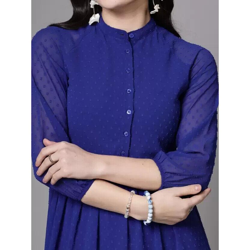 Damen Georgette Fit und Flare Schwarzes Kleid Bollywood Top Tunika Kurti Party Wear SC-1834