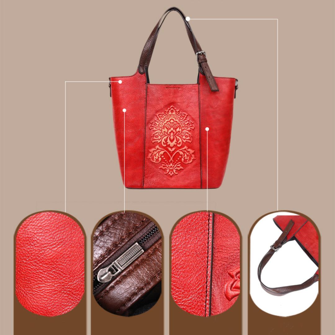 Сумка-тоут из воловьей кожи Большая вместительная сумка на одно плечо в винтажном стиле — фото 9