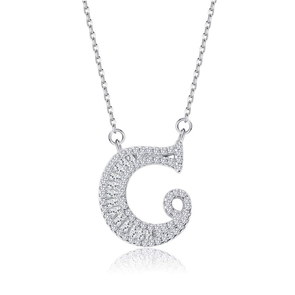 

AIKS Women s Necklace, Sterling Silver 925, Zirconia Alphabet Pendant, Sterling Silver Chain, Initial Necklace, Valentine s Day Fashion Accessory