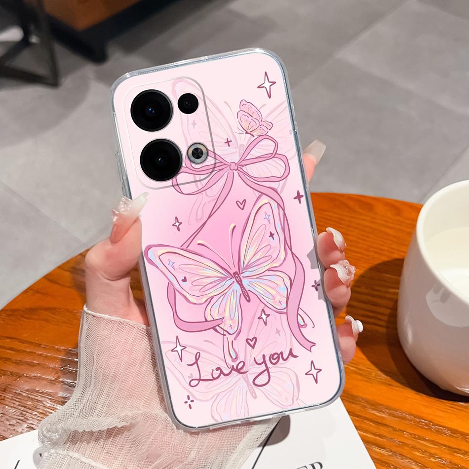 For Oppo Reno 13 Pro Phone Cases Leisure Flower Transparent Back Cover For Oppo Reno13 Pro 13Pro 5G Soft Slim Anti Drop Housing