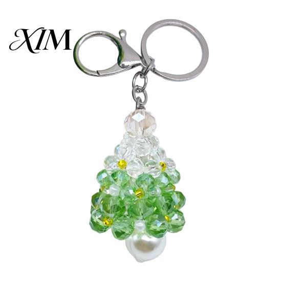 Handcrafted Keychain Handmade Christmas Beaded Keychain, Xmas Tree Wreath Gift Box Bell Key Ring Santa Keyring, Backpack Hanging Decor for Party