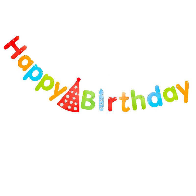 Floral Banner Hot Stamping Birthday Hat & Flag Decoration