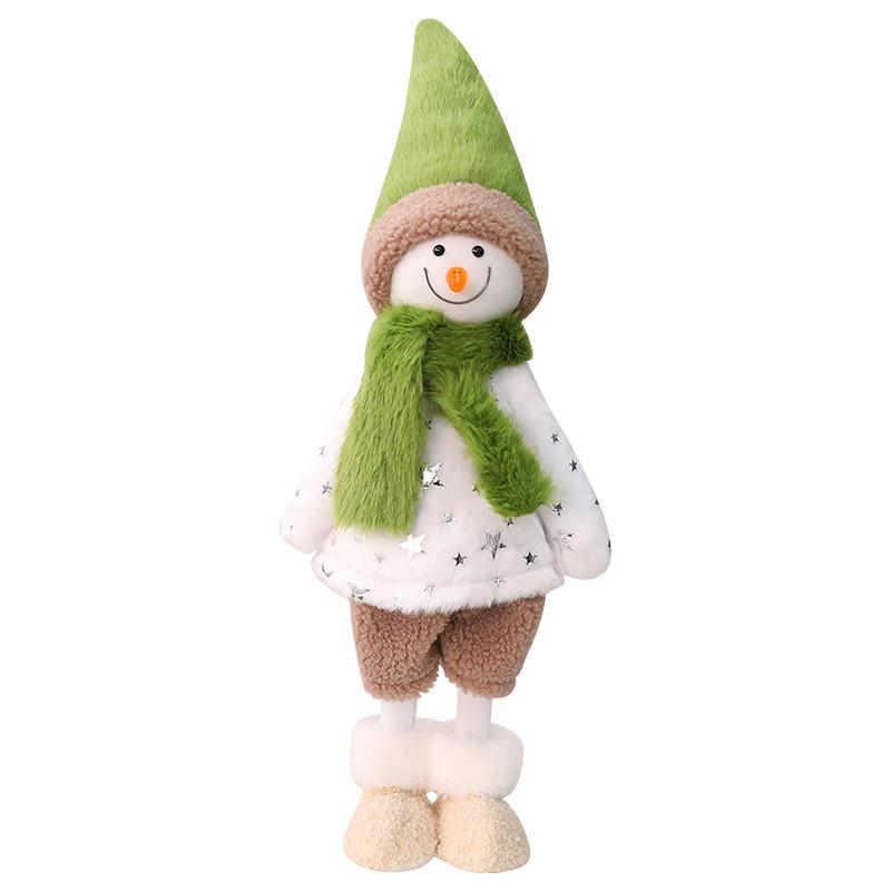 Christmas Decor Plush Doll With Green Scarf For Holiday Window Display