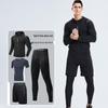 Men's Autumn/Winter Sports Suit: Short-Sleeve Jacket & Tight-Fitting Fitness Set for Outdoor Running Training.