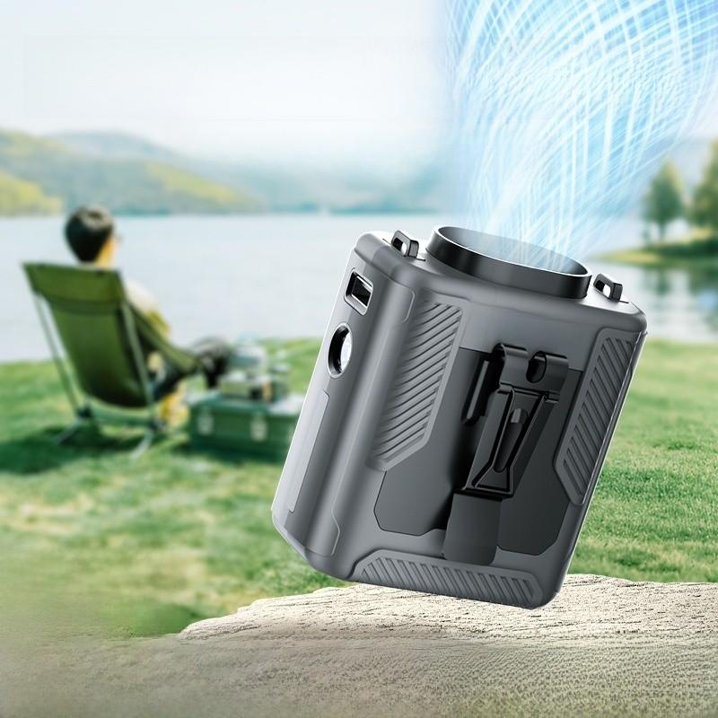 Portable Waist Fan With Usb Rechargeable Battery And 5 Speed Settings For Outdoor Camping And Hiking