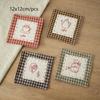 4PCS Cotton Linen Coffee Cup Mats Rustic Farmhouse Style Crochet Embroidery Coaster Absorbent Placemats for Kitchen Table Decor