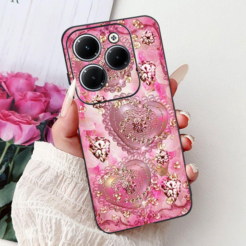 Cover For Tecno Spark 20 Pro Plus Back Bumper Spark 20Pro 20C Colorful Butterfly Flower Painting Phone Case Black Soft Silicone
