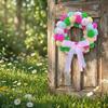 Easter Wreath Door Decoration Hanging Floral Circle, Plush Balls For Indoor Outdoor Porch Decoration