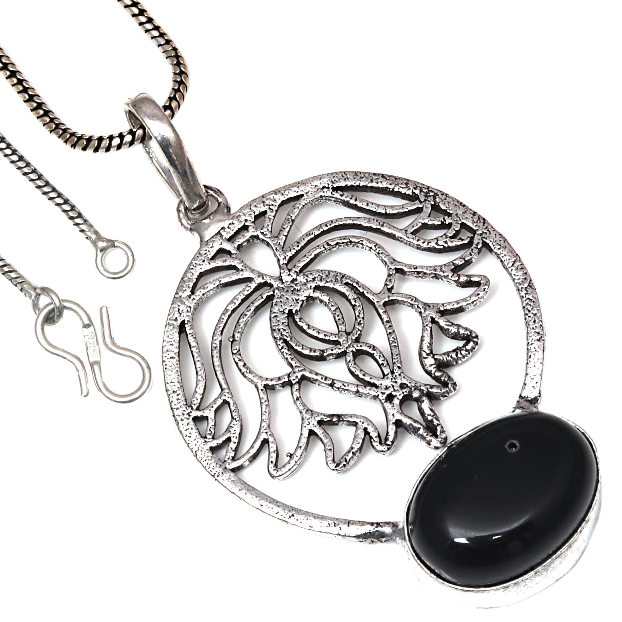 

Pendant Black Spinal Gemstone Handicraft Valentine Day Silver Jewelry 2.5