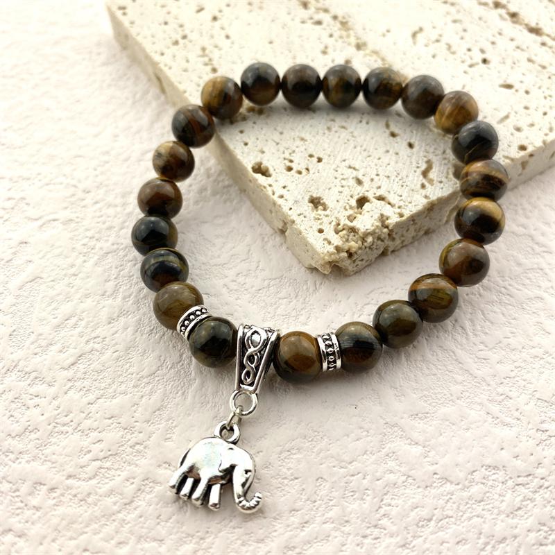 Lucky Natural Stone Beaded Bracelet Fashion Cute Elephant Unisex Bracelet Jewelry Bracelet