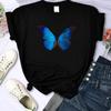Blue Butterfly Street Fashion Tričko Dámská Móda Volné Značka Tričko Letní Streetwear Topy Běžné Oversize Dámské Oblečení