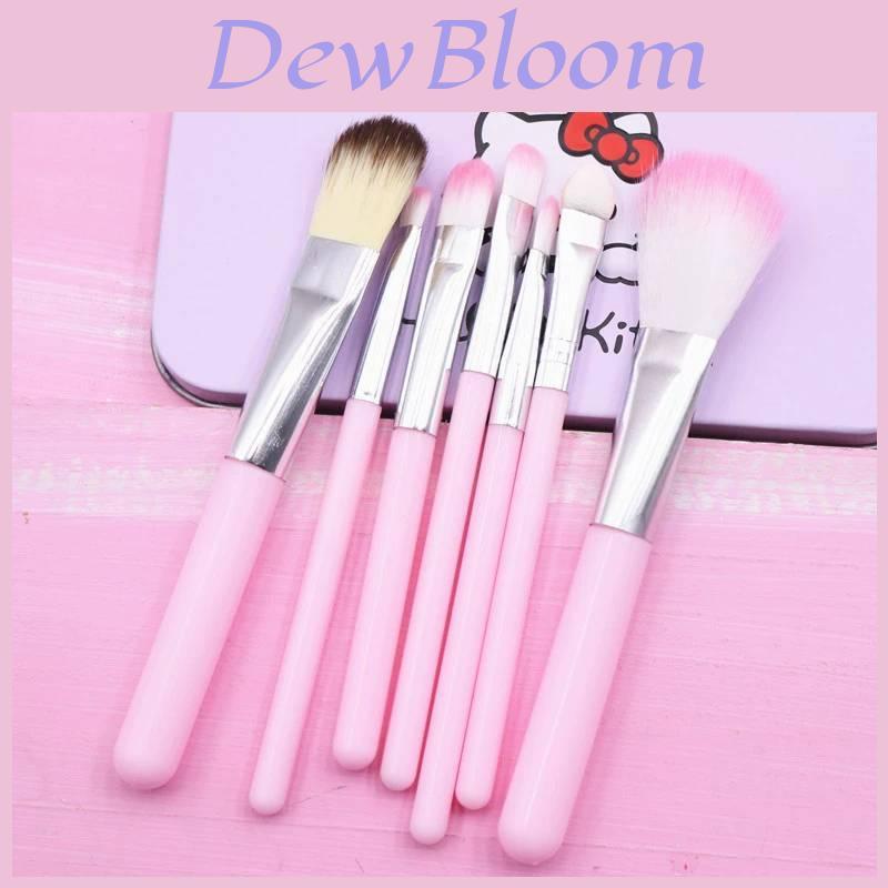 Hello Kitty Cosmetic Brush Kit With Synthetic Hair Sevenpiece Travel Friendly Makeup Tools