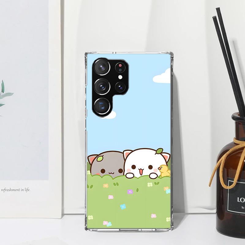 Cute Peach Goma Cat Phone Case For Samsung Galaxy S26 S25 Edge S24 FE S23 S22 Ultra S21 Plus S20 + Art Fundas Back Cover Galaxy