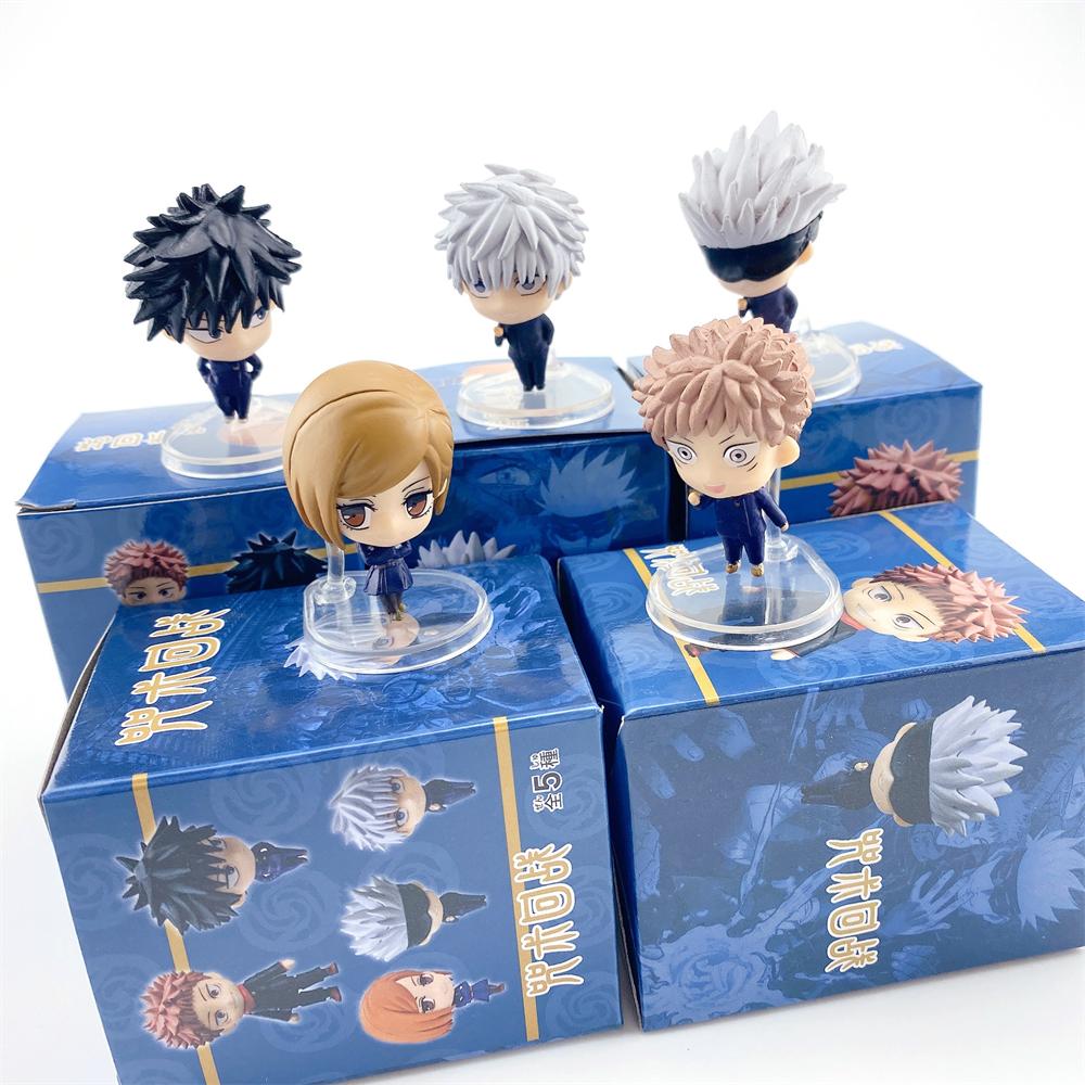 5pcs/set Anime Jujutsu Kaisen Figures Q Version Gojo Satoru Itadori Yuji Kugisaki Pvc Action Figure Collection Model Gifts