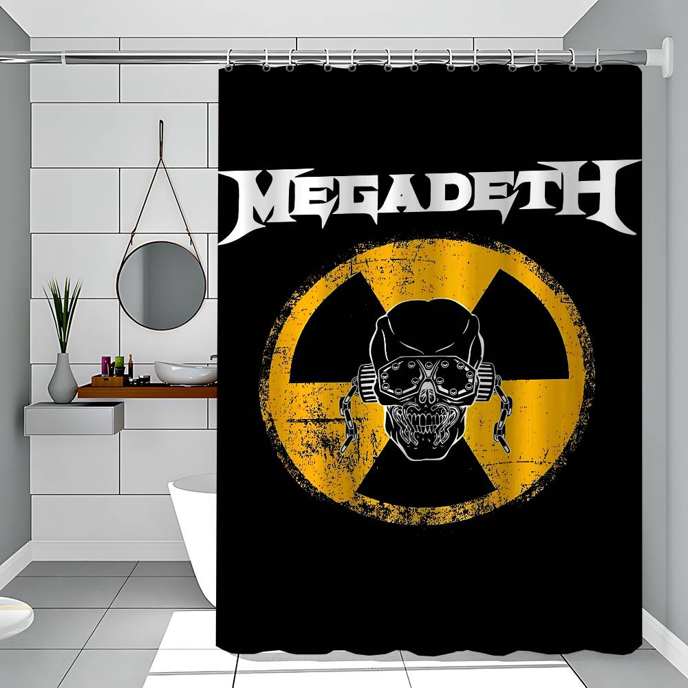 

Music M-Megadeth Logo 1Pc Printed Shower Curtain Waterproof Washable With 12 Hooks Bathroom Shower Home Use 90x180 cm