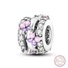 Design 925 Silver Heart Claw Print Bee Conch Text Shining Zircon Fixed 3mm Charms Beads DIY Jewelry Making