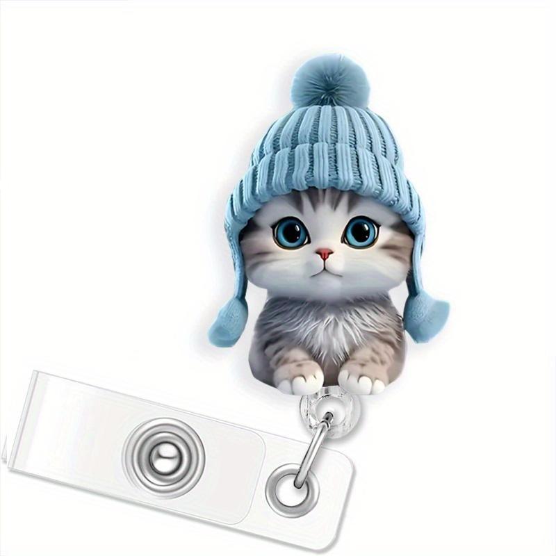

Charming kitten retractable badge clip, a fun and cute accessory for nurse care. прозрачный