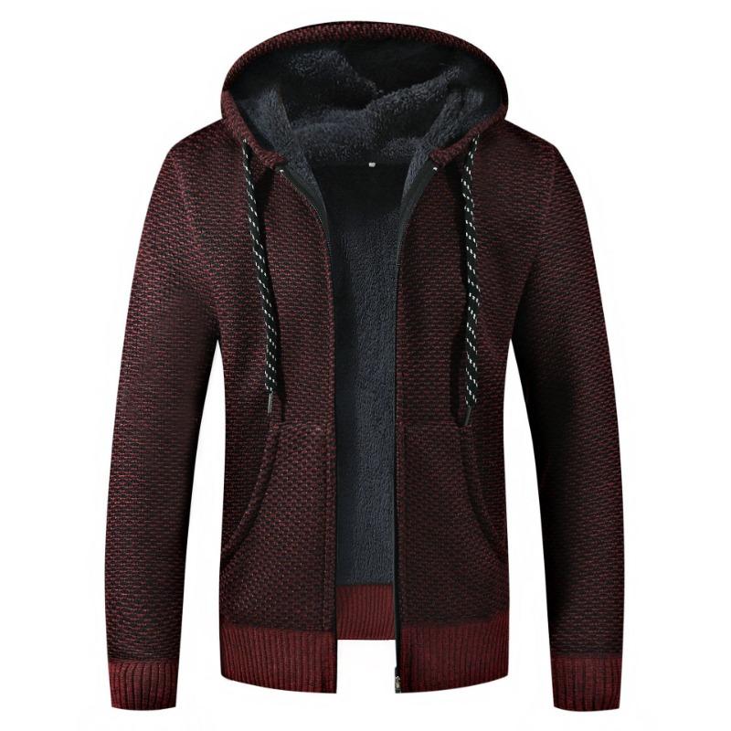 Herren Pullover Jacke Mode Wintermantel Fleece Kapuzenpullover Hohe Qualität Luxus Kariert Kapuzenstrickjacke Männliche Oberbekleidung