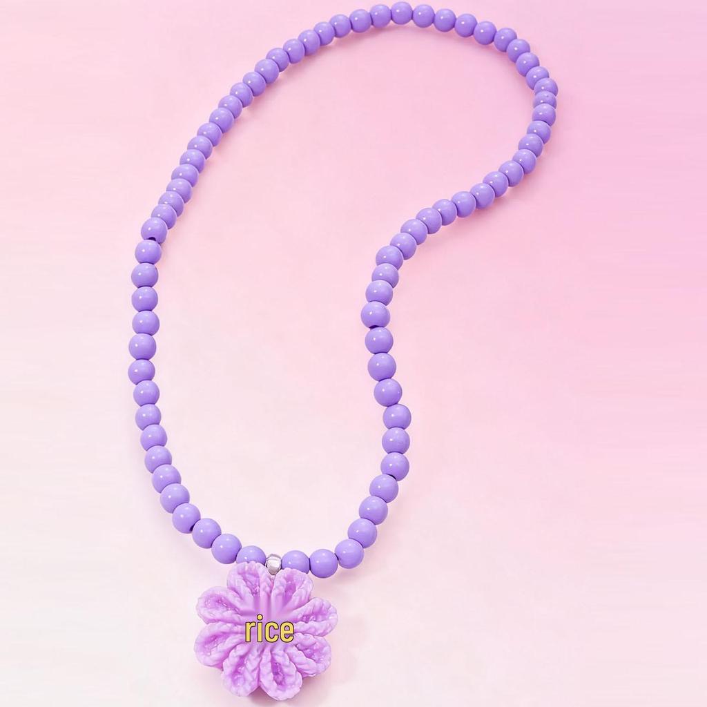 Kids' Cartoon Flower Resin Beaded Necklace - Cute Baby Toy Jewelry for Kindergarten Rewards
