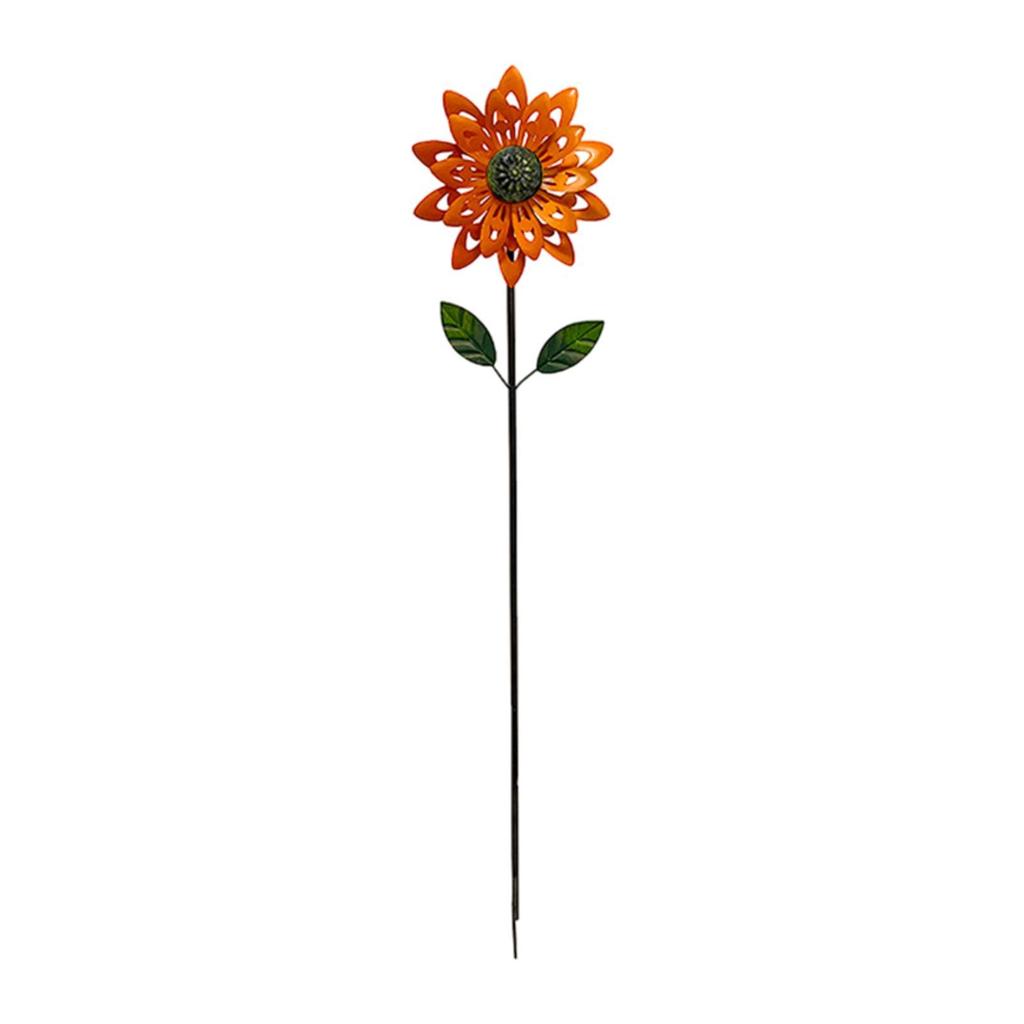 Sunflower Standing Wind Sculpture with Stake Simple Assembly Versatile Sturdy Rotatable for Patio Pathway Windmill Height 116cm