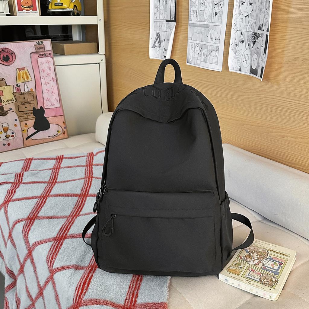 New letter-embroidered backpack for girls, large capacity, lightweight, stylish school backpack for middle and high school girls
