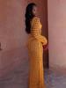 EDOLYNSA Sexy Cut Out Bell Sleeve Solid Knit Crochet Beach Maxi Dress 2024 Women Summer Chic Swimsuit Cover Up Elegant Party Outfit K23