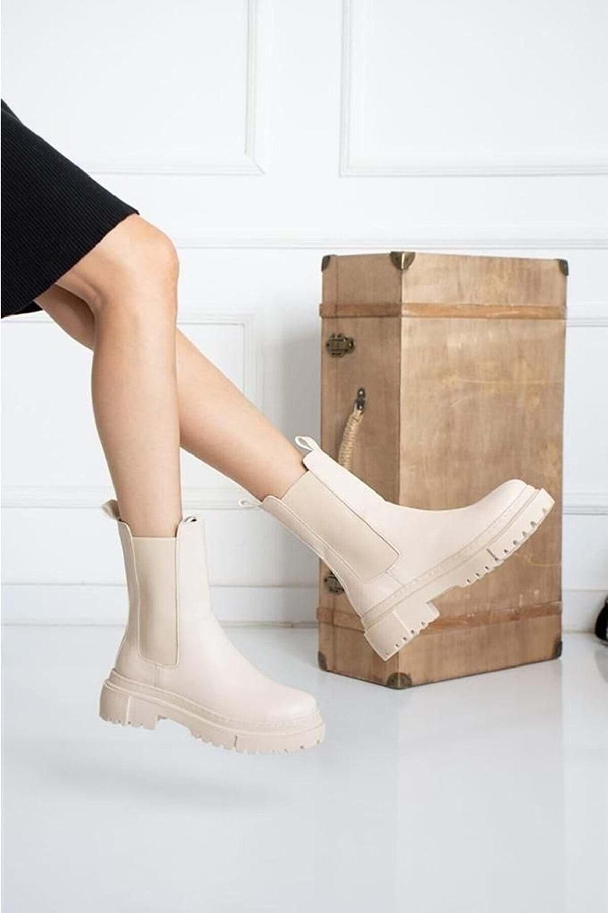 

Жіночі сучасні стильні модні черевики Черевики Feles Elastic Combat Beige 39