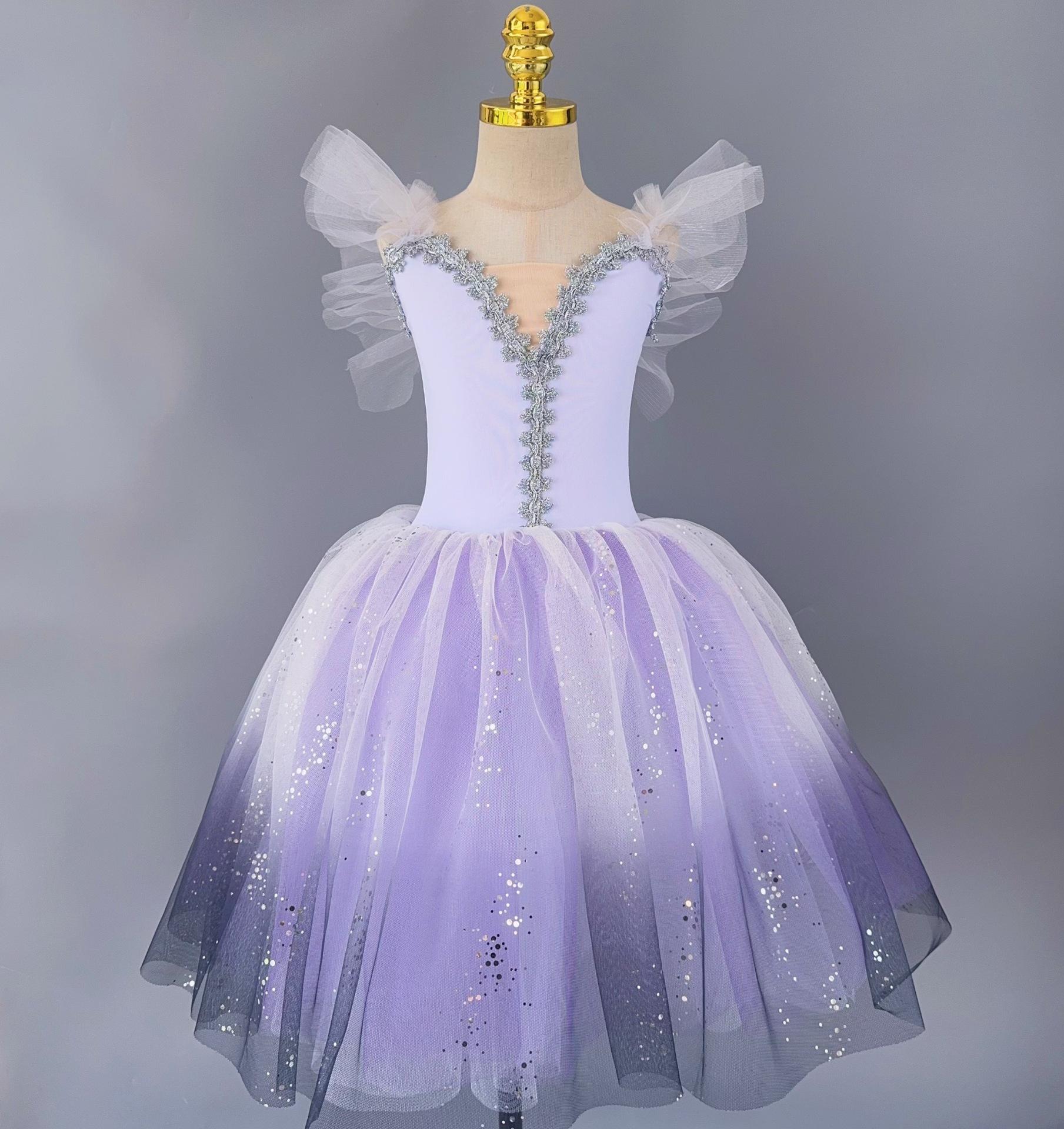 

Романтическая пачка балетное платье для девочек детей женщин платье для выступления балетное танцевальное платье танец 170cm фиолетовый