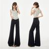 Spring new anti-fading embroidery does not stick to the legs, slightly pulled denim loose and thin, flared jeans, women's elastic and slim