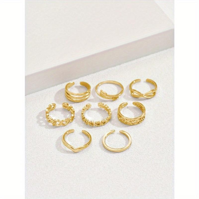 8 Pcs Fashion Style Ladies Stainless Steel Multi-Layer Flower Heart Shaped Foot Ring Suitable for Parties