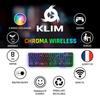 Klim chroma clavier sans fil gamer azerty français + durable, ergonomique, waterproof, silencieux, rétroéclairé - pc ps4 ps5 mac