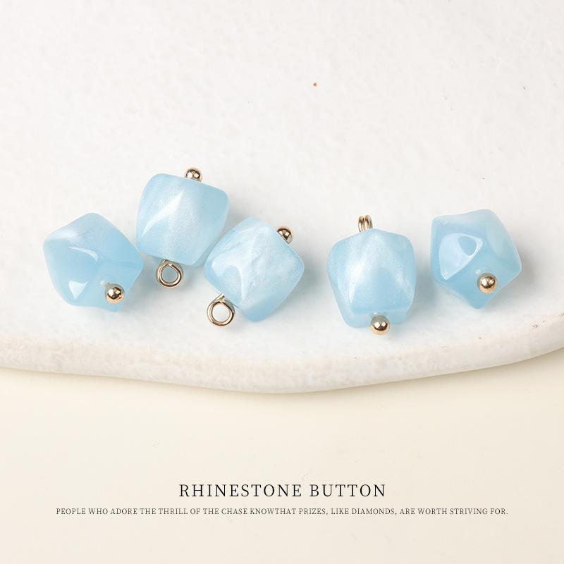 5pcs Color Resin Cut Face Gold Nail Buttons, National Style Cheongsam Hanfu Buttons, Shirt Cardigan Sweater Decorative Buttons