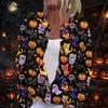 Damen Strickjacke mit langen Ärmeln und Halloween-Print, Knopfleiste vorne